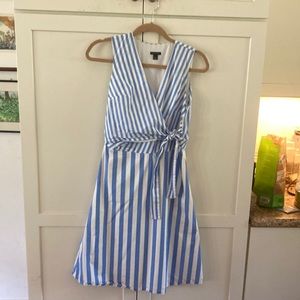 Ann Taylor Blue & White Striped Cotton Dress; Size 2
